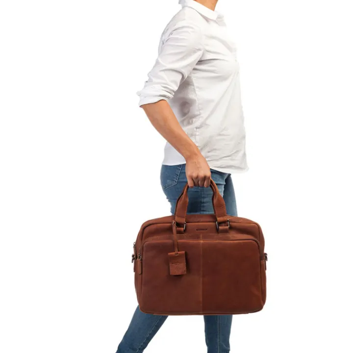 Aktetassen|Herentassen>Burkely Antique Avery Workbag 15.6" cognac