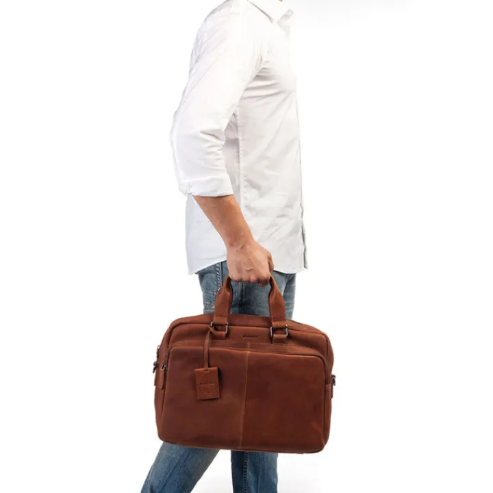 Aktetassen|Herentassen>Burkely Antique Avery Workbag 15.6" cognac