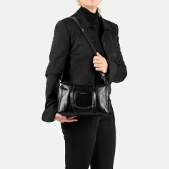 Schoudertassen|Handtassen>Burkely Creased Crystal Handbag black
