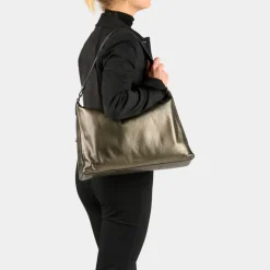 Schoudertassen|Damestassen>Burkely Creased Crystal Wide Hobo gun metal
