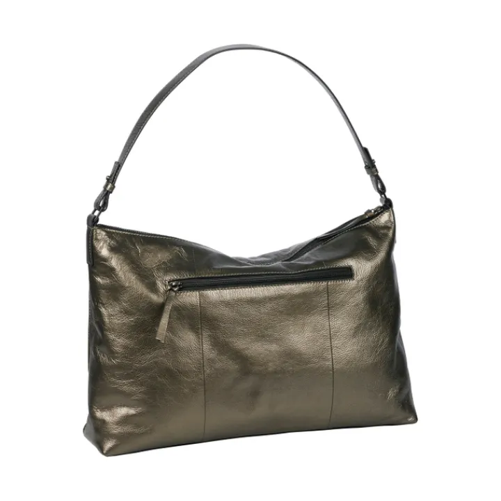 Schoudertassen|Damestassen>Burkely Creased Crystal Wide Hobo gun metal