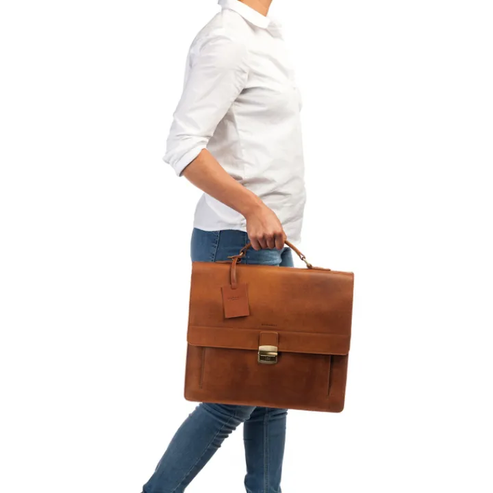 Aktetassen|Herentassen>Burkely Scott Vintage Briefcase 2 Compartment cognac