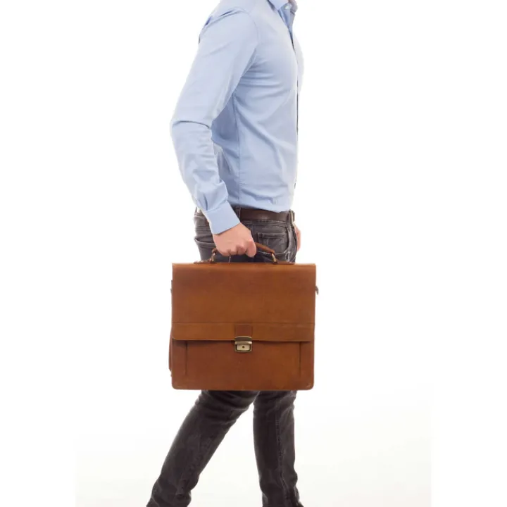 Aktetassen|Herentassen>Burkely Scott Vintage Briefcase 2 Compartment cognac