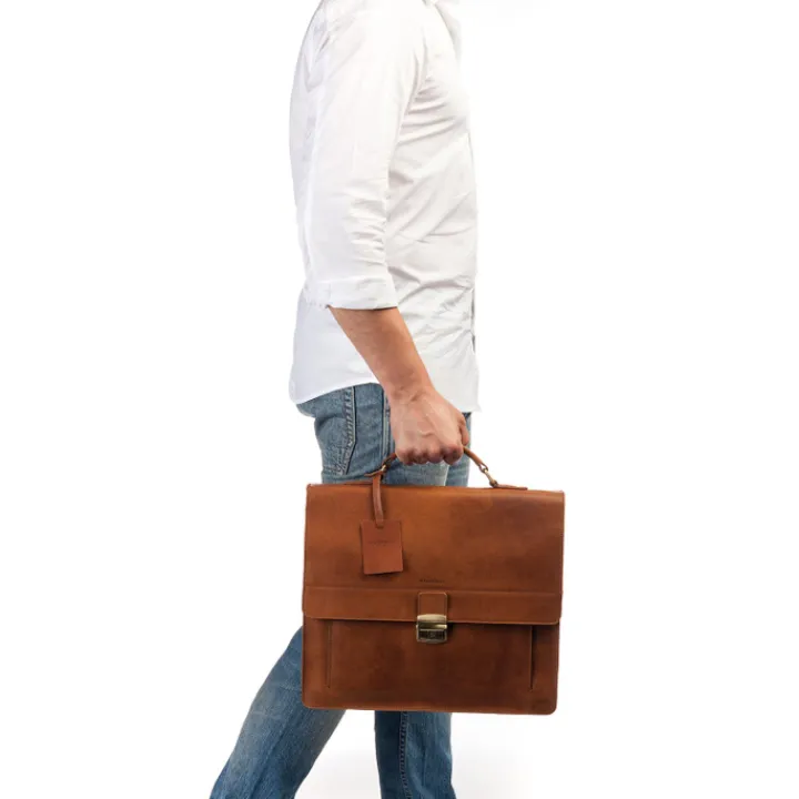 Aktetassen|Herentassen>Burkely Scott Vintage Briefcase 2 Compartment cognac