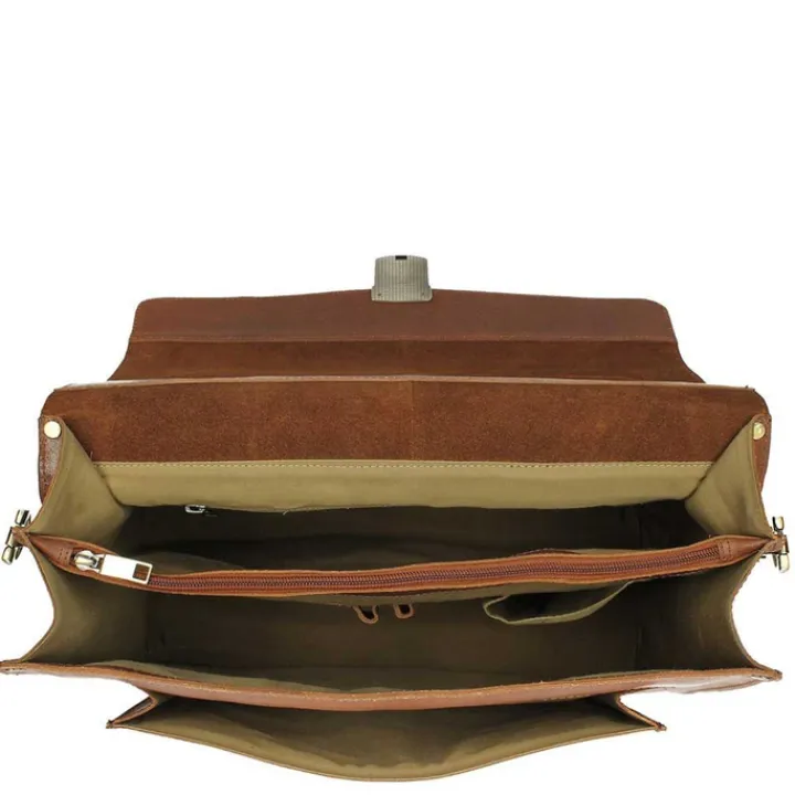 Aktetassen|Herentassen>Burkely Scott Vintage Briefcase 2 Compartment cognac