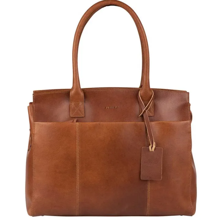 15.6 Inch Laptoptassen|Leren Laptoptassen>Burkely Vintage Doris Laptop Bag 15.6" cognac