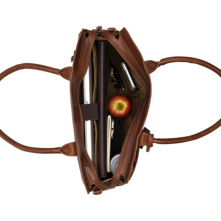 15.6 Inch Laptoptassen|Leren Laptoptassen>Burkely Vintage Doris Laptop Bag 15.6" cognac