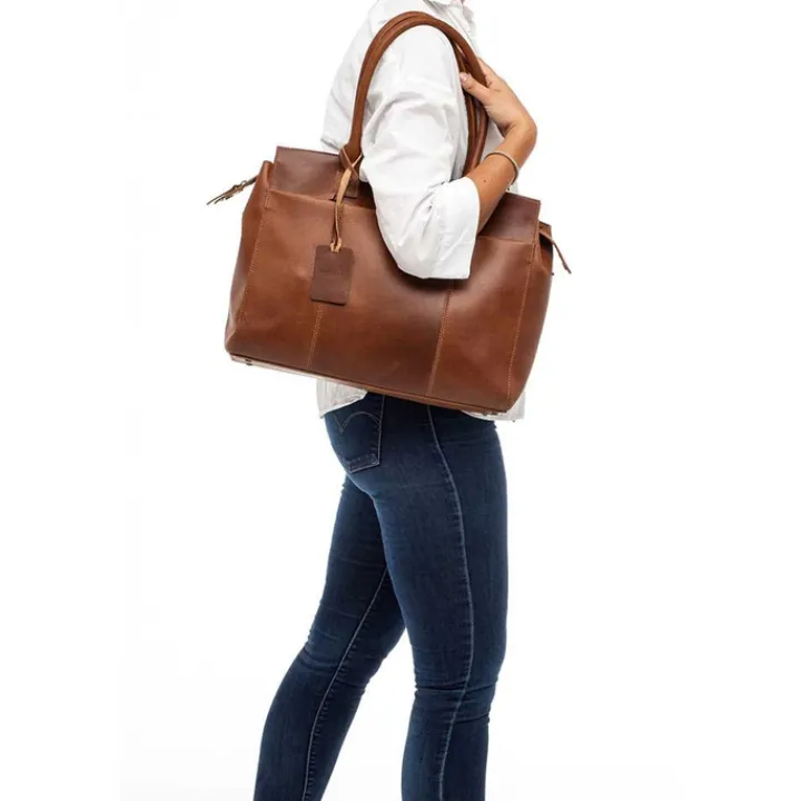 15.6 Inch Laptoptassen|Leren Laptoptassen>Burkely Vintage Doris Laptop Bag 15.6" cognac