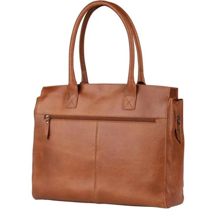 15.6 Inch Laptoptassen|Leren Laptoptassen>Burkely Vintage Doris Laptop Bag 15.6" cognac