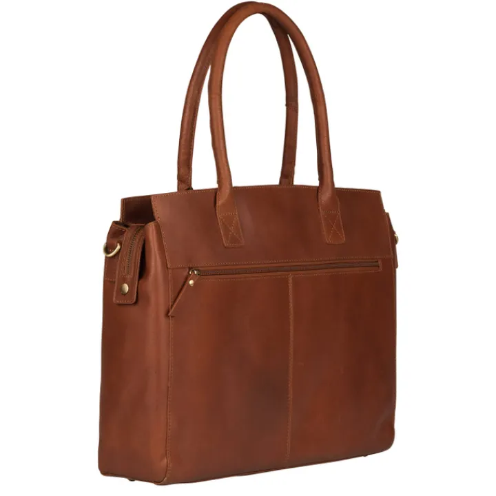 15.6 Inch Laptoptassen|Leren Laptoptassen>Burkely Vintage Doris Laptop Bag 15.6" cognac