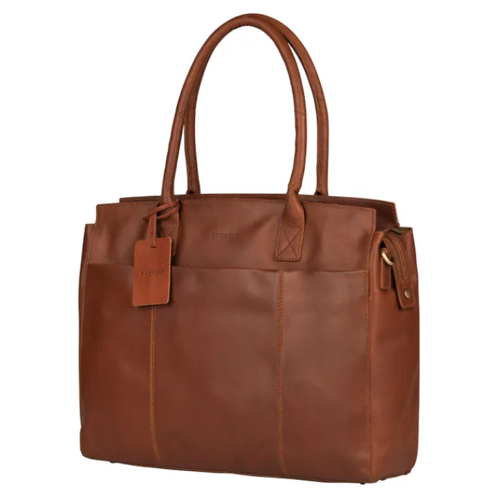 15.6 Inch Laptoptassen|Leren Laptoptassen>Burkely Vintage Doris Laptop Bag 15.6" cognac
