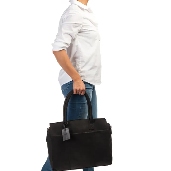 15.6 Inch Laptoptassen|Laptop Schoudertassen>Burkely Vintage Doris Laptop Bag 15.6" black