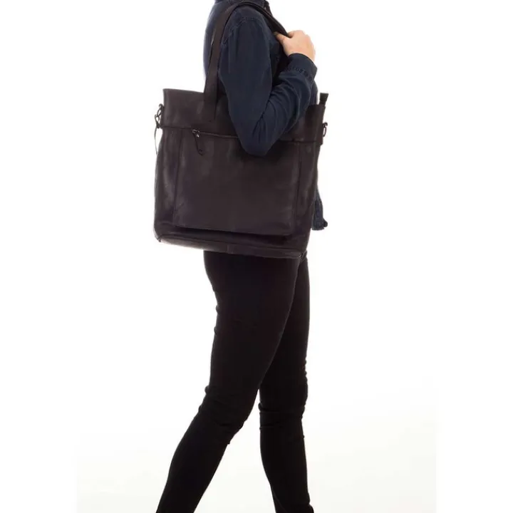 14 Inch Laptoptassen|Laptop Schoudertassen>Burkely Vintage Jade Laptopshopper 14" black