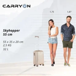 Transavia Trolleys|Klm Trolleys>CarryOn Skyhopper 4 Wiel Trolley 55 champagne