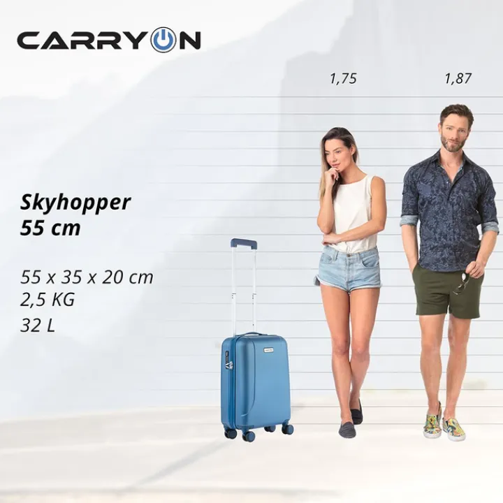 Transavia Trolleys|Klm Trolleys>CarryOn Skyhopper 4 Wiel Trolley 55 cool blue