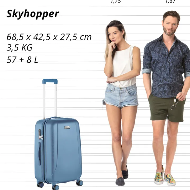 Reistrolleys|Reiskoffers>CarryOn Skyhopper 4 Wiel Trolley 68 Expandable cool blue