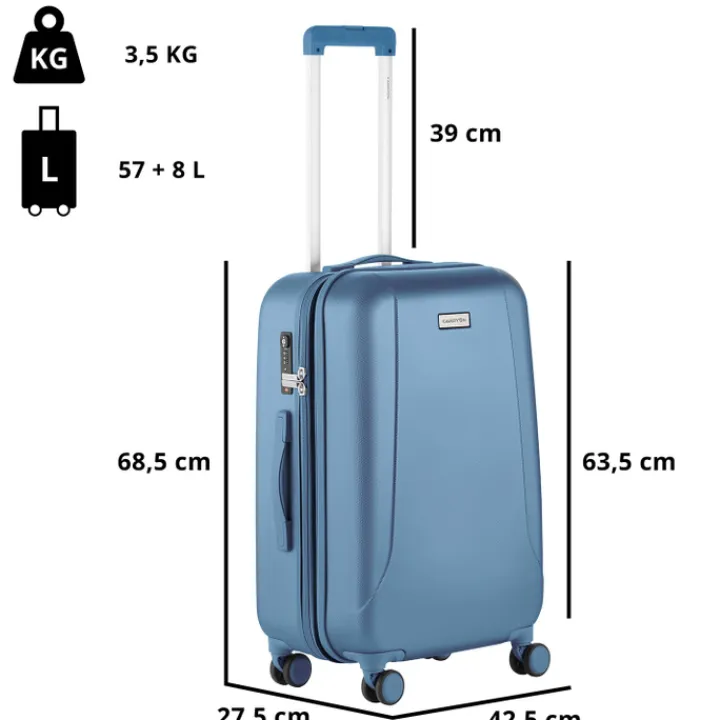 Reistrolleys|Reiskoffers>CarryOn Skyhopper 4 Wiel Trolley 68 Expandable cool blue