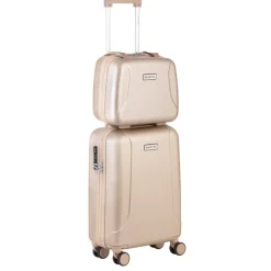 Reiskoffers|Koffersets>CarryOn Skyhopper 4 Wiel Trolley 55 + Beautycase Set champagne