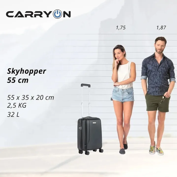 Transavia Trolleys|Klm Trolleys>CarryOn Skyhopper 4 Wiel Trolley 55 black