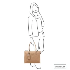 15.6 Inch Laptoptassen|Laptop Schoudertassen>Castelijn & Beerens Carisma Laptoptas 15.6" + Tablet RFID II beige