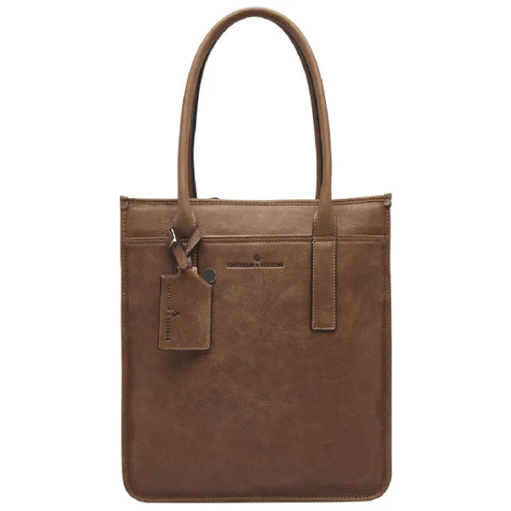 15.6 Inch Laptoptassen|Laptop Schoudertassen>Castelijn & Beerens Carisma Laptop Shopper RFID 15.6'' + Tablet cognac