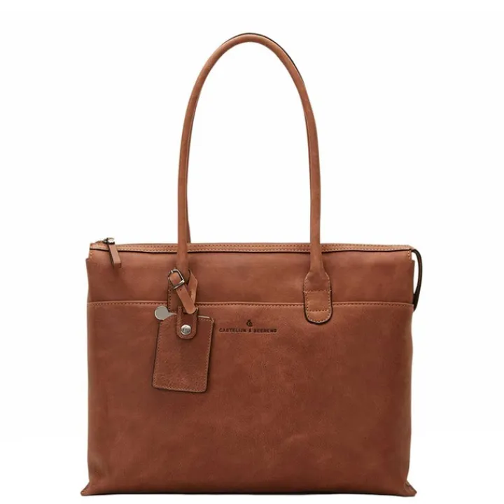 15.6 Inch Laptoptassen|Laptop Schoudertassen>Castelijn & Beerens Carisma Laptop Schoudertas 15.6" + tablet cognac