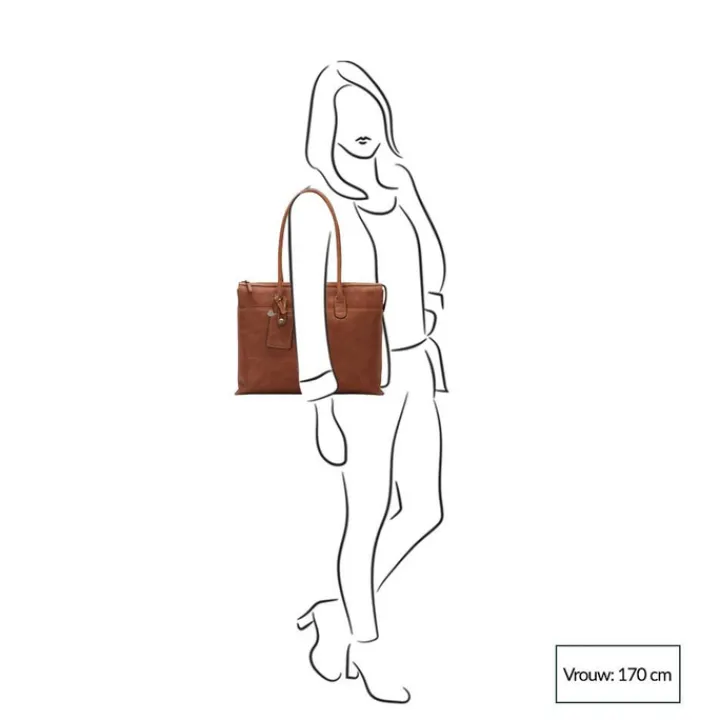 15.6 Inch Laptoptassen|Laptop Schoudertassen>Castelijn & Beerens Carisma Laptop Schoudertas 15.6" + tablet cognac