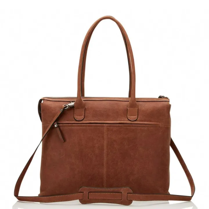 15.6 Inch Laptoptassen|Laptop Schoudertassen>Castelijn & Beerens Carisma Laptop Schoudertas 15.6" + tablet cognac