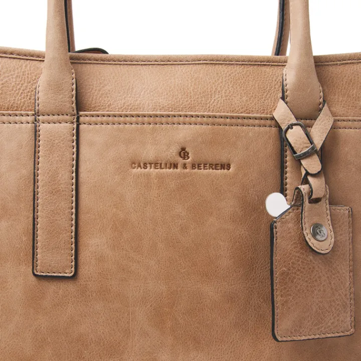 15.6 Inch Laptoptassen|Laptop Schoudertassen>Castelijn & Beerens Carisma Laptop Shopper 15.6" RFID beige