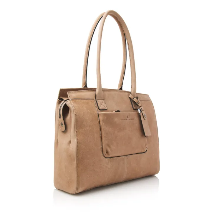 Laptop Schoudertassen|Leren Laptoptassen>Castelijn & Beerens Carisma Laptoptas 15.6" + Tablet RFID beige