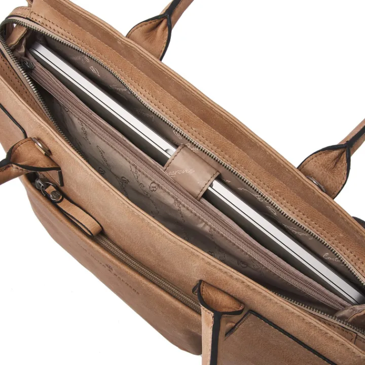 Laptop Schoudertassen|Leren Laptoptassen>Castelijn & Beerens Carisma Laptoptas 15.6" + Tablet RFID beige