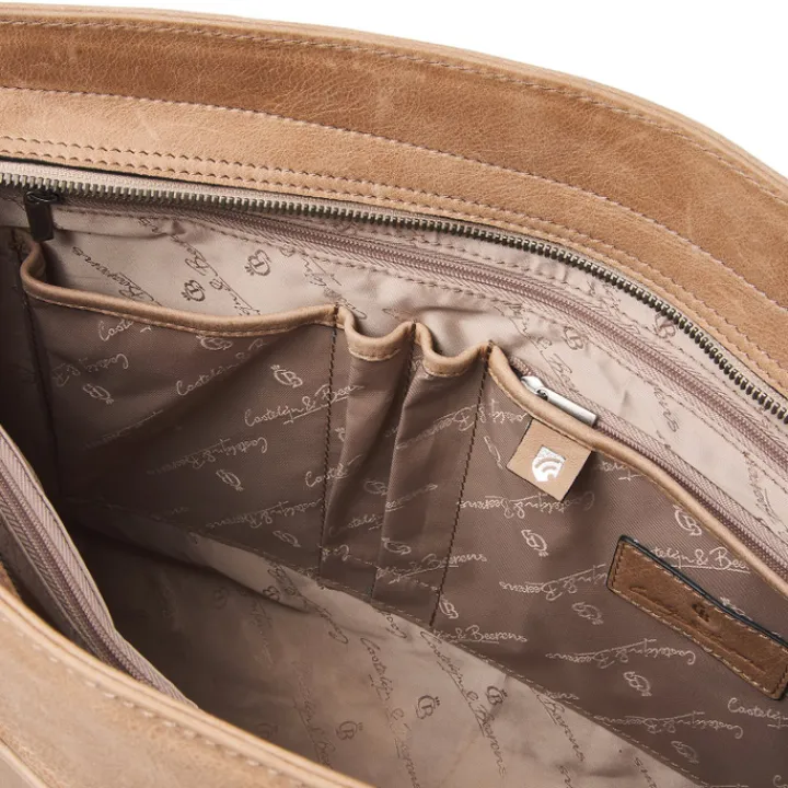 Laptop Schoudertassen|Leren Laptoptassen>Castelijn & Beerens Carisma Laptoptas 15.6" + Tablet RFID beige