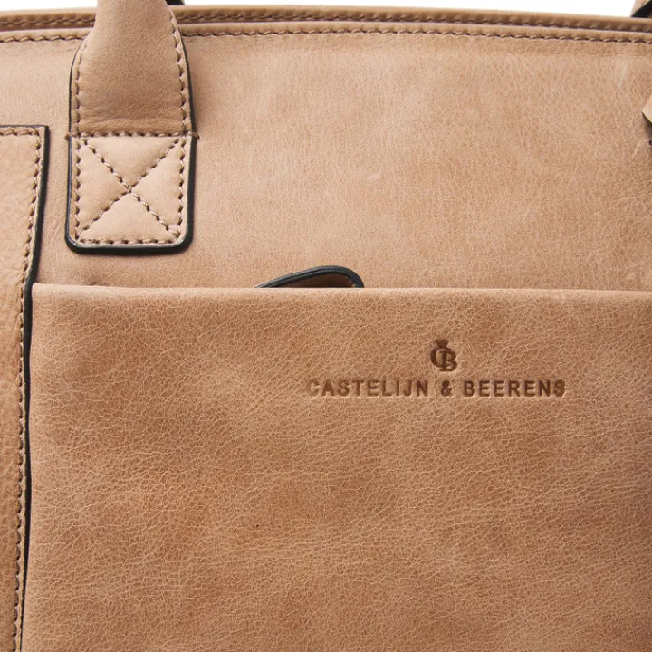 Laptop Schoudertassen|Leren Laptoptassen>Castelijn & Beerens Carisma Laptoptas 15.6" + Tablet RFID beige