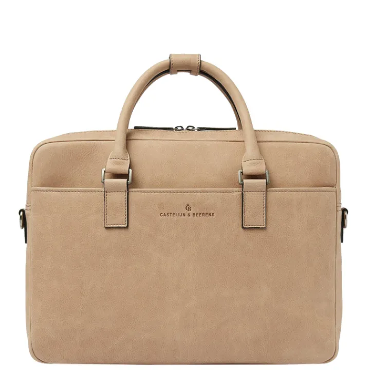 15.6 Inch Laptoptassen|Laptop Schoudertassen>Castelijn & Beerens Carisma Laptopbag 15.6" beige