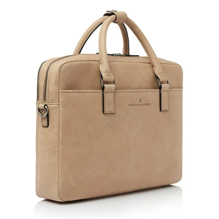 15.6 Inch Laptoptassen|Laptop Schoudertassen>Castelijn & Beerens Carisma Laptopbag 15.6" beige