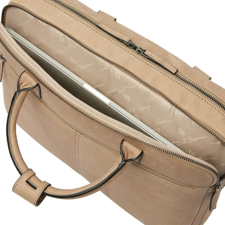 15.6 Inch Laptoptassen|Laptop Schoudertassen>Castelijn & Beerens Carisma Laptopbag 15.6" beige