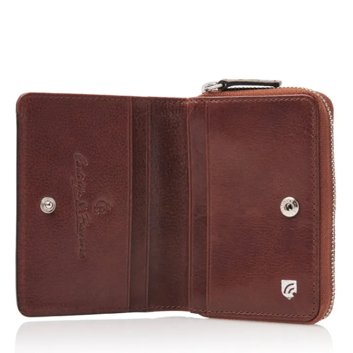 Rfid Portemonnees|Kleine Portemonnees>Castelijn & Beerens Donna Damesportemonnee Ritsvak 4 Pasjes RFID cognac