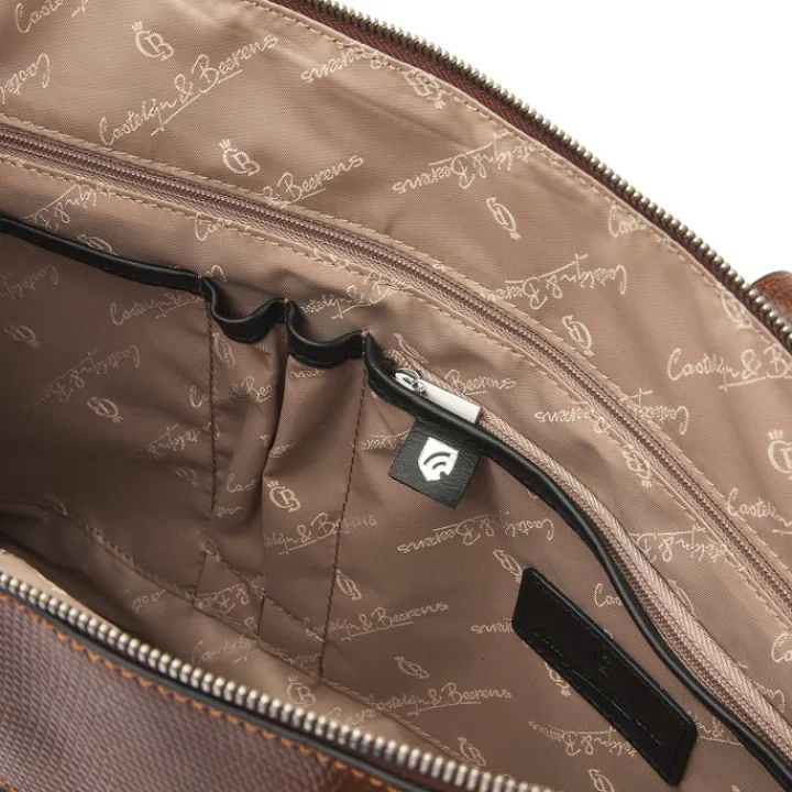 15.6 Inch Laptoptassen|Laptop Schoudertassen>Castelijn & Beerens Donna Vera Schoudertas 15.6" RFID cognac