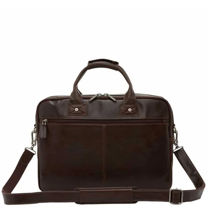 Herentassen|15.6 Inch Laptoptassen>Castelijn & Beerens Firenze Business Laptoptas 15.6" 3 vaks mokka