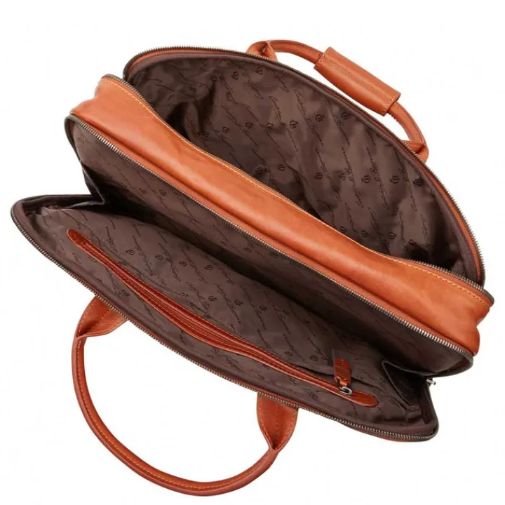 Herentassen|17 Inch Laptoptassen>Castelijn & Beerens Firenze Business Laptoptas 17" licht bruin
