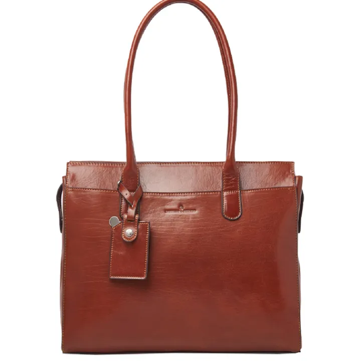 15.6 Inch Laptoptassen|Laptop Schoudertassen>Castelijn & Beerens Gaucho Ellen Laptop Shoulderbag 15.6'' cognac