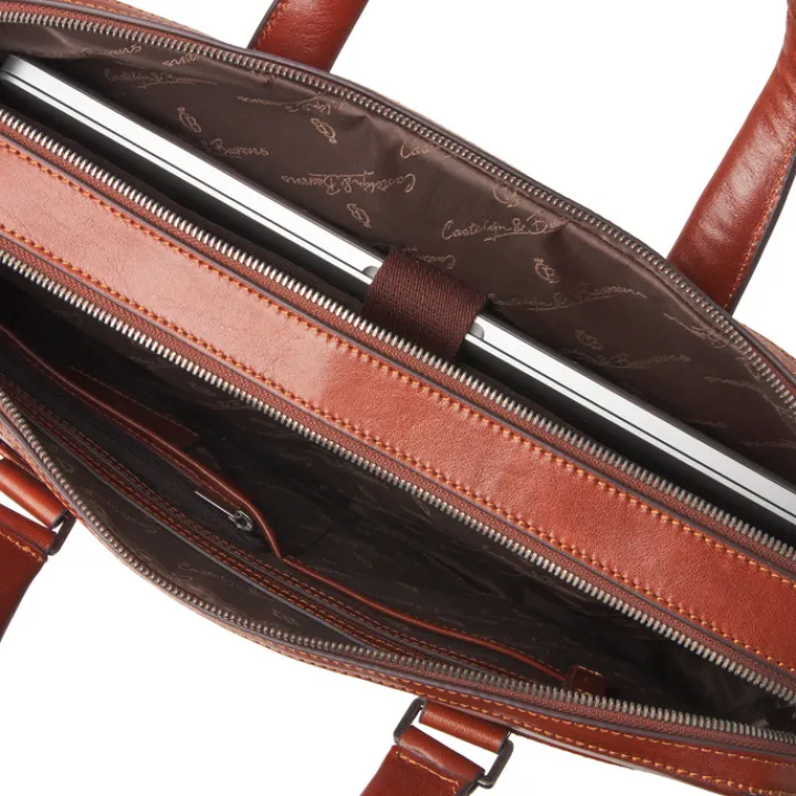 Herentassen|15.6 Inch Laptoptassen>Castelijn & Beerens Gaucho Paul Laptop Bag 15.6'' cognac