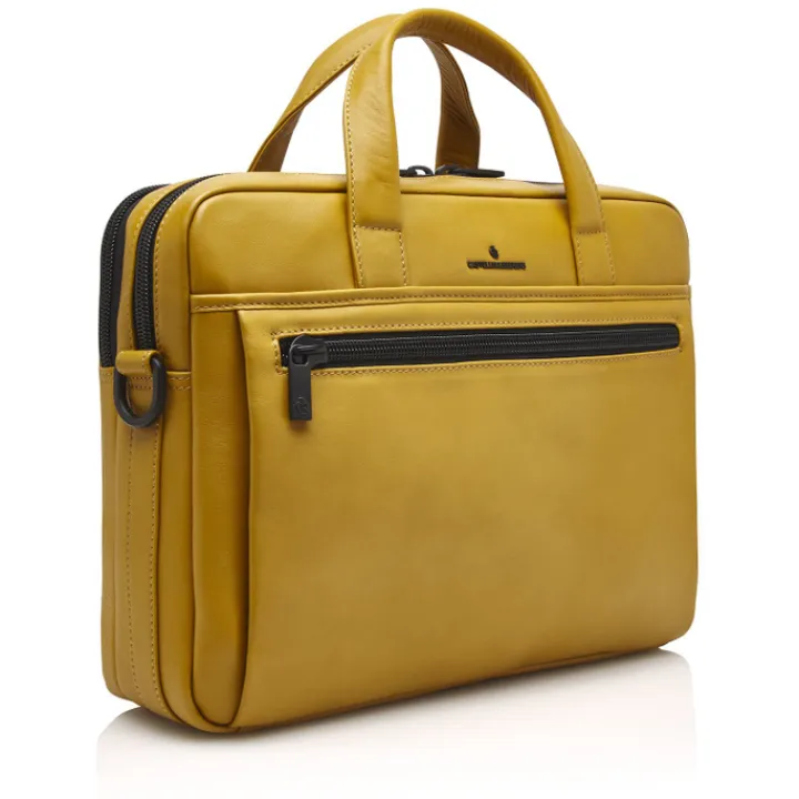 Herentassen|15.6 Inch Laptoptassen>Castelijn & Beerens Nappa X Charlie Laptop / Tablet Tas 15.6'' geel