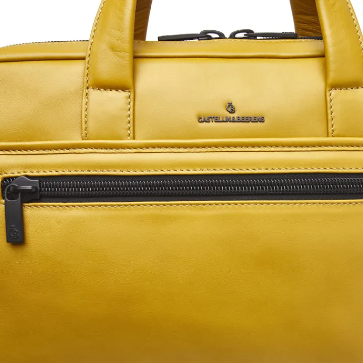 Herentassen|15.6 Inch Laptoptassen>Castelijn & Beerens Nappa X Charlie Laptop / Tablet Tas 15.6'' geel