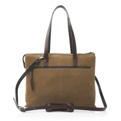 Herentassen|15.6 Inch Laptoptassen>Castelijn & Beerens Nubuck Schoudertas 15.6" RFID taupe