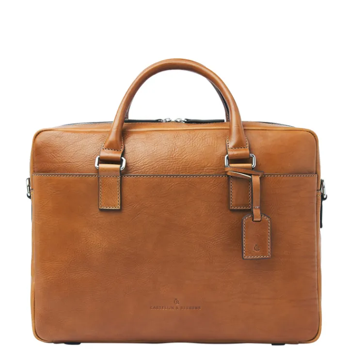 Herentassen|15.6 Inch Laptoptassen>Castelijn & Beerens Rick Laptopbag 15.6" RFID light brown