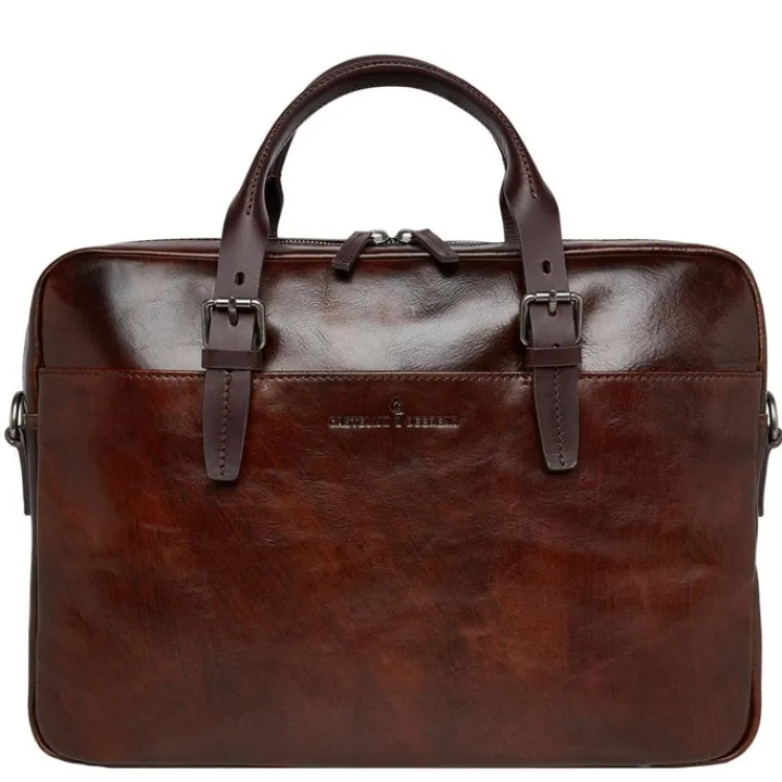 Herentassen|15.6 Inch Laptoptassen>Castelijn & Beerens Rien Laptoptas 15.6'' RFID cognac