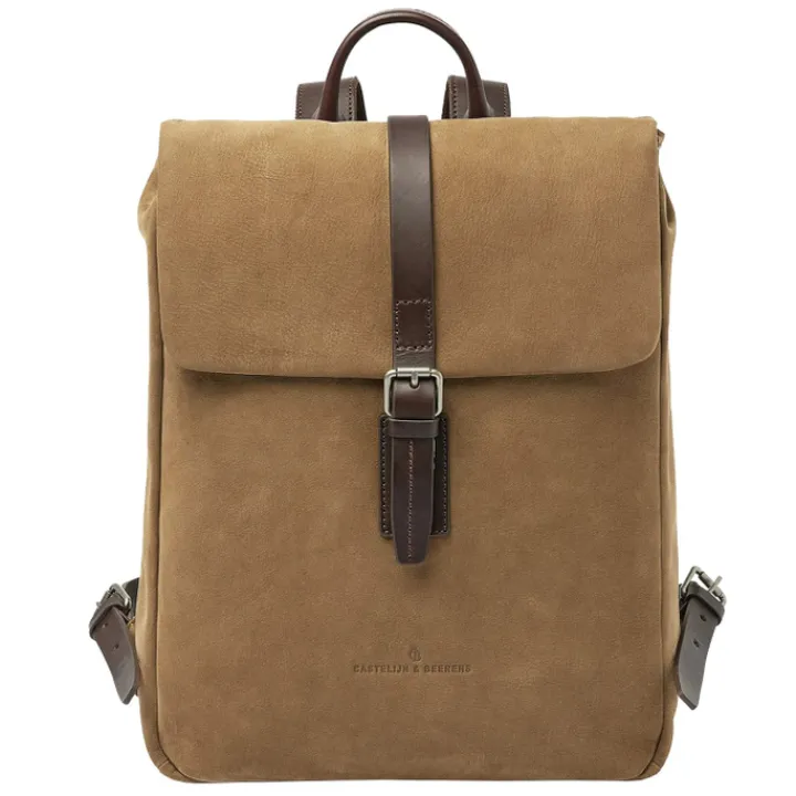 Heren Rugzakken|Dames Rugzakken>Castelijn & Beerens Veneto Nubuck Laptop Backpack 15.6" taupe