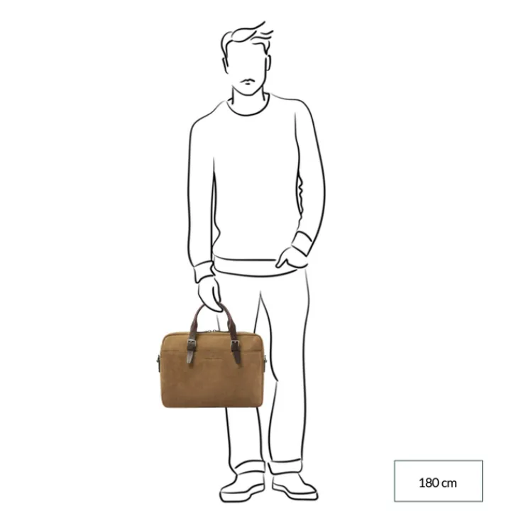 Herentassen|15.6 Inch Laptoptassen>Castelijn & Beerens Veneto Nubuck Laptopbag 15.6" taupe