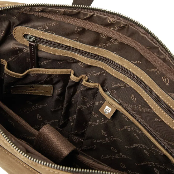 Herentassen|15.6 Inch Laptoptassen>Castelijn & Beerens Veneto Nubuck Laptopbag 15.6" taupe